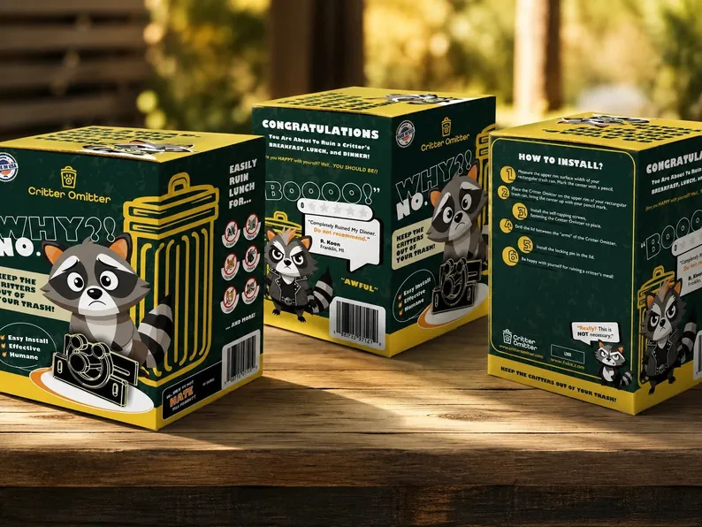 Critter Omitter packaging design