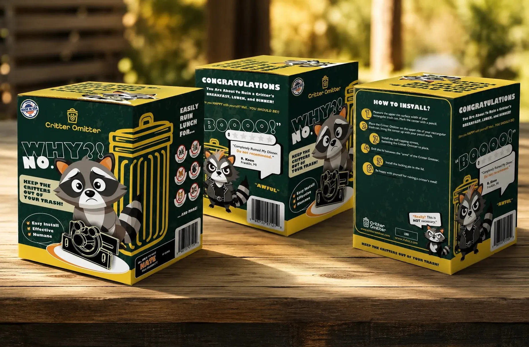 Critter Omitter packaging design