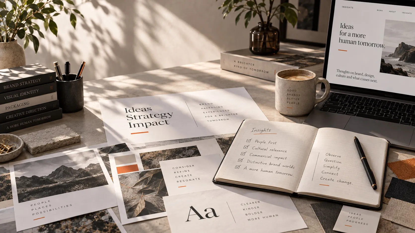 Notes, sketches and reference material on brand and packaging design