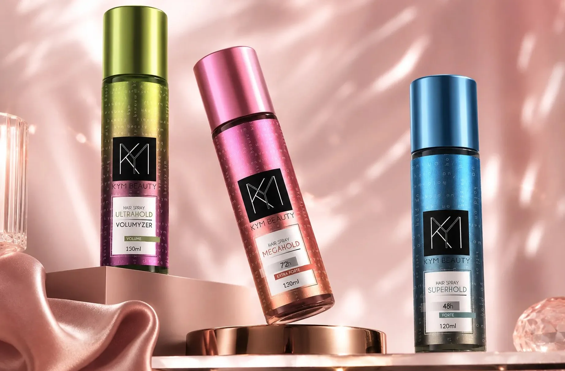 KYM Beauty hair care bottles