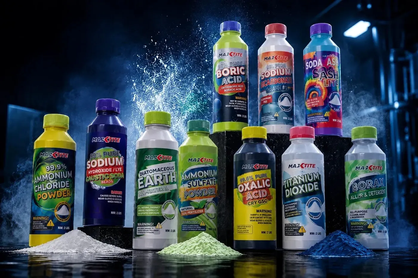 MaxTite Industrial product family with nine chemical SKUs