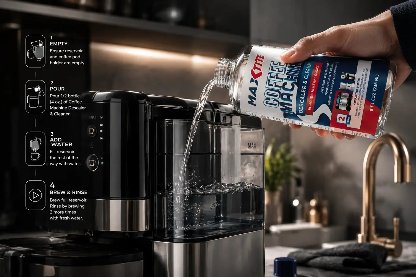 MaxTite Coffee Machine Descaler & Cleaner Packaging packaging design, image 3