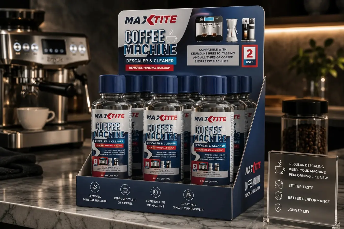 MaxTite Coffee Machine Descaler & Cleaner Packaging packaging design, image 4