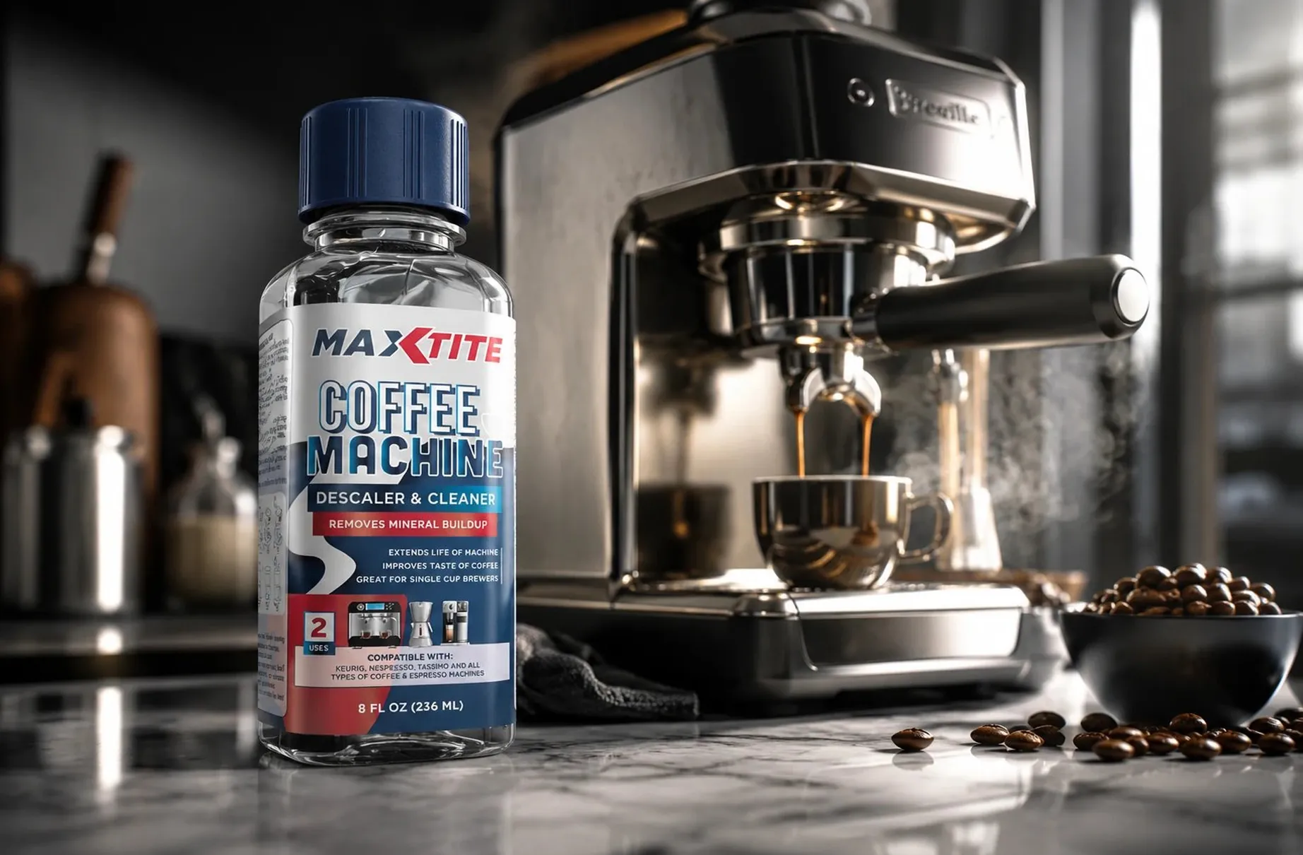 MaxTite Coffee Machine Descaler & Cleaner Packaging packaging design