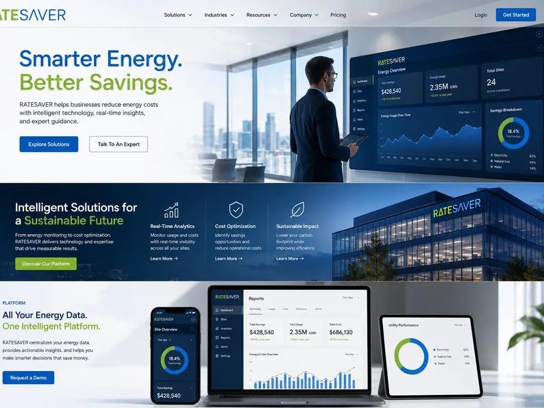 RateSaver website and dashboard screens