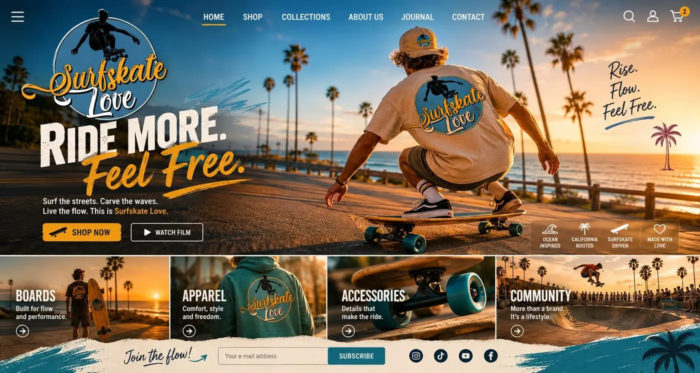 Surfskate Love logo & brand identity, image 6