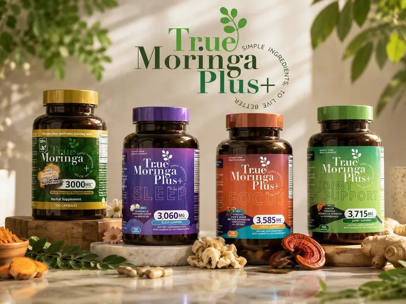 True Moringa Plus+ packaging design
