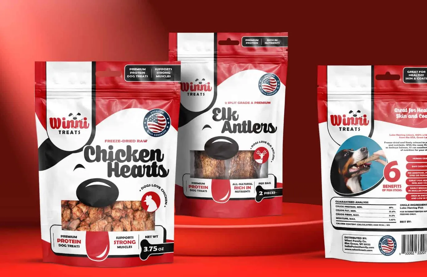 Winni Treats freeze dried dog treat packaging line