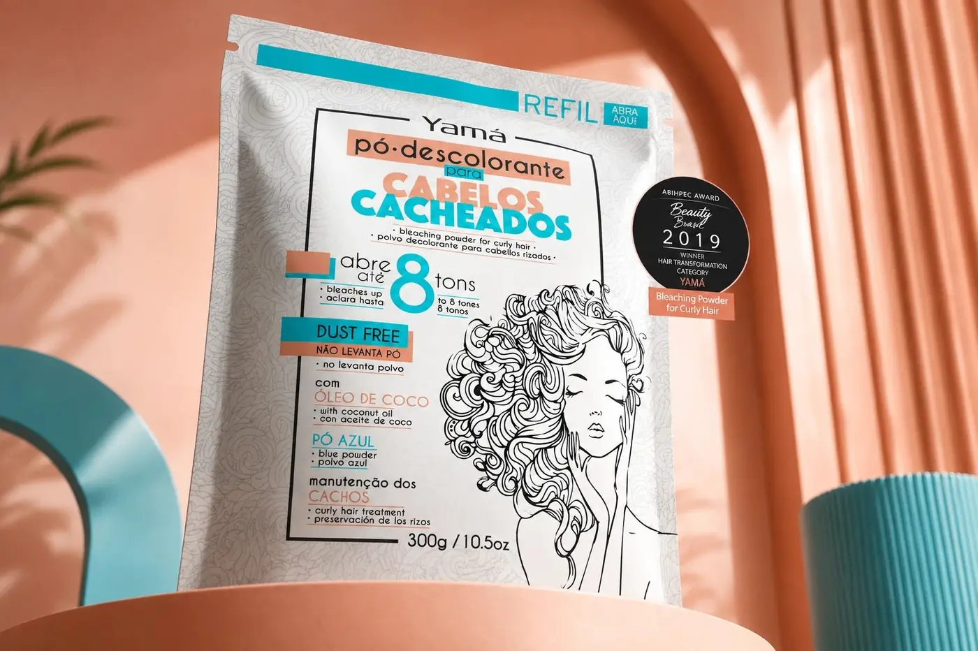 Yamá Pó Descolorante Cacheados packaging design, image 3