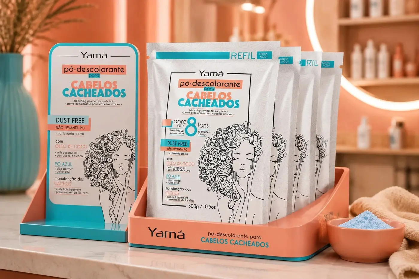 Yamá Pó Descolorante Cacheados packaging design, image 5