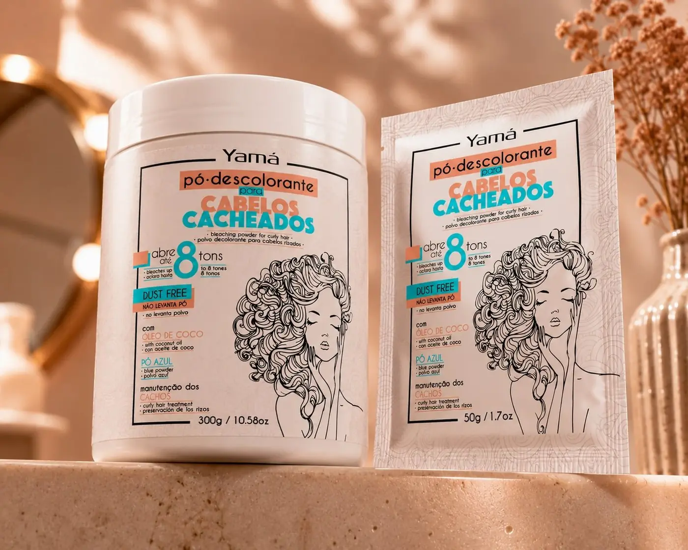 Yamá Pó Descolorante Cacheados packaging design, image 6
